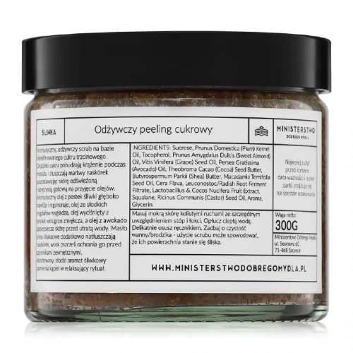 peeling cukrowy do ciała z olejem śliwkowym i masłami roślinnymi