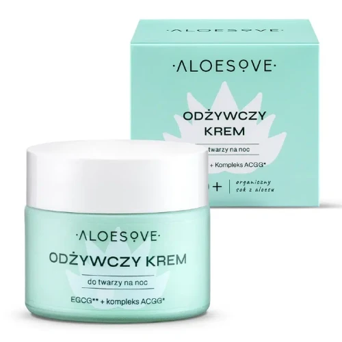 ALOESOVE Odżywczy Krem do twarzy na noc – z aloesem, EGCG i kompleksem ACGG