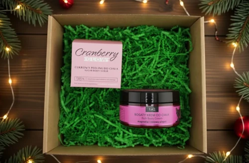 Zestaw prezentowy LaQ z peelingiem cukrowym Cranberry Glow i kremem do ciała