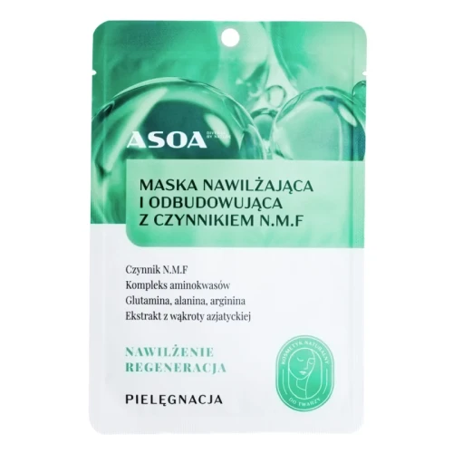 ASOA maska w płachcie nawilżająca i odbudowująca z czynnikiem NMF – maska do twarzy na suchą skórę, aminokwasy i ekstrakt z wąkroty azjatyckiej