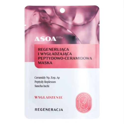ASOA regenerująca i wygładzająca maska w płachcie z peptydami i ceramidami – odbudowa bariery hydrolipidowej.