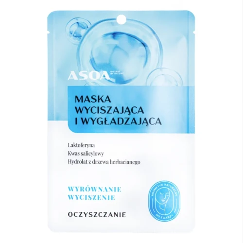 ASOA maska w płachcie wyciszająca i wygładzająca z kwasem salicylowym i niacynamidem – maska na trądzik, zaskórniki i rozszerzone pory